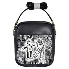 Robot Love Girls Sling Bag by ArtistRoseanneJones