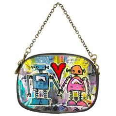 Graffiti Pop Robot Love Chain Purse (one Side) by ArtistRoseanneJones