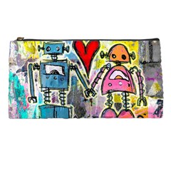 Graffiti Pop Robot Love Pencil Cases by ArtistRoseanneJones