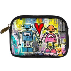 Graffiti Pop Robot Love Digital Camera Leather Case by ArtistRoseanneJones