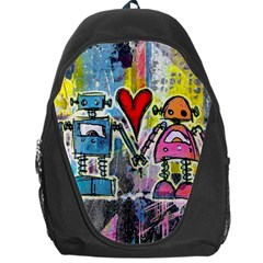 Graffiti Pop Robot Love Backpack Bag by ArtistRoseanneJones