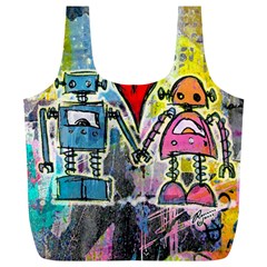 Graffiti Pop Robot Love Full Print Recycle Bag (xl) by ArtistRoseanneJones