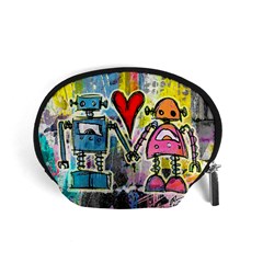 Graffiti Pop Robot Love Accessory Pouch (small) by ArtistRoseanneJones