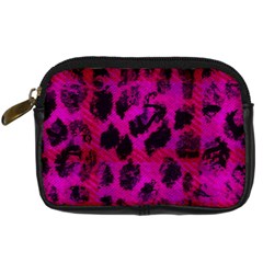 Pink Leopard Digital Camera Leather Case by ArtistRoseanneJones