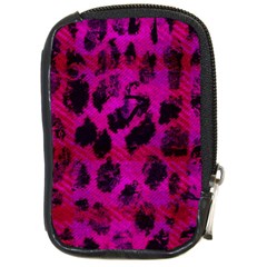 Pink Leopard Compact Camera Leather Case by ArtistRoseanneJones