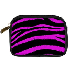 Pink Zebra Digital Camera Leather Case by ArtistRoseanneJones