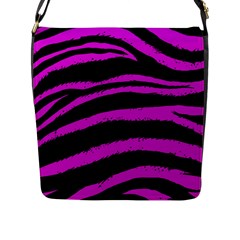 Pink Zebra Flap Closure Messenger Bag (l) by ArtistRoseanneJones