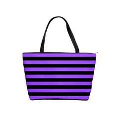 Purple Stripes Classic Shoulder Handbag by ArtistRoseanneJones