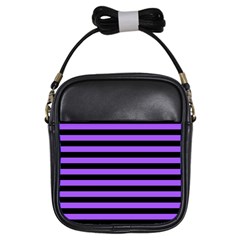 Purple Stripes Girls Sling Bag by ArtistRoseanneJones