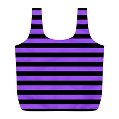 Purple Stripes Full Print Recycle Bag (l) by ArtistRoseanneJones