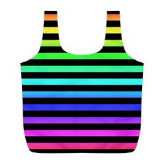 Stripes Rainbow Full Print Recycle Bag (l) by ArtistRoseanneJones