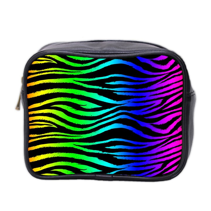 Rainbow Zebra Mini Toiletries Bag (Two Sides)