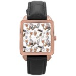 Hufflepuff Pattern Rose Gold Leather Watch  Front