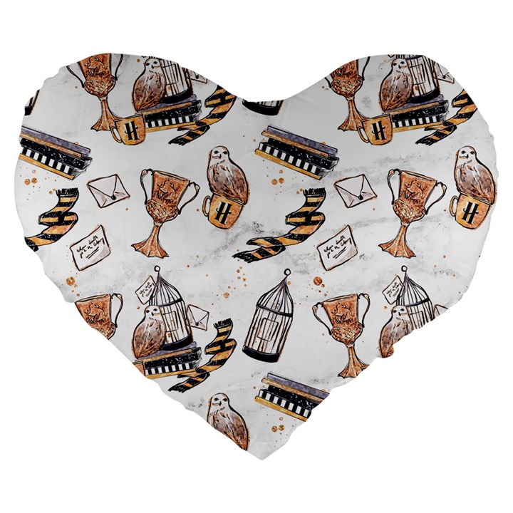 Hufflepuff Pattern Large 19  Premium Heart Shape Cushions