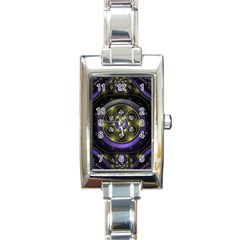 Fractal Sparkling Purple Abstract Rectangle Italian Charm Watch by Pakrebo