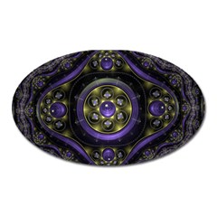 Fractal Sparkling Purple Abstract Oval Magnet by Pakrebo