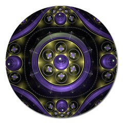 Fractal Sparkling Purple Abstract Magnet 5  (round) by Pakrebo