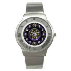 Fractal Sparkling Purple Abstract Stainless Steel Watch by Pakrebo