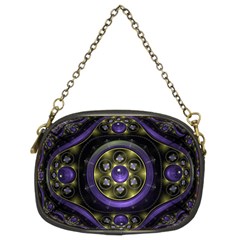 Fractal Sparkling Purple Abstract Chain Purse (two Sides) by Pakrebo