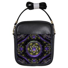 Fractal Sparkling Purple Abstract Girls Sling Bag by Pakrebo