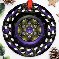 Fractal Sparkling Purple Abstract Round Filigree Ornament (two Sides) by Pakrebo