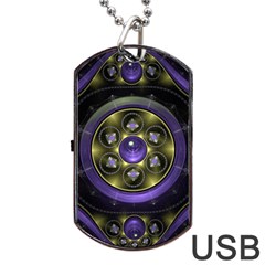 Fractal Sparkling Purple Abstract Dog Tag Usb Flash (one Side) by Pakrebo