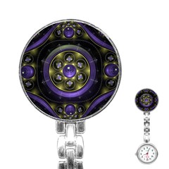 Fractal Sparkling Purple Abstract Stainless Steel Nurses Watch by Pakrebo