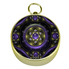 Fractal Sparkling Purple Abstract Gold Compasses by Pakrebo