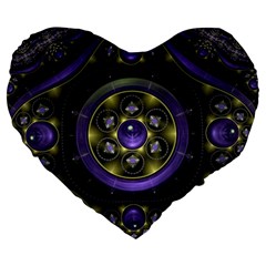 Fractal Sparkling Purple Abstract Large 19  Premium Flano Heart Shape Cushions by Pakrebo