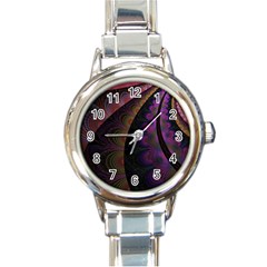 Fractal Colorful Pattern Spiral Round Italian Charm Watch by Pakrebo