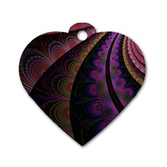 Fractal Colorful Pattern Spiral Dog Tag Heart (two Sides) by Pakrebo