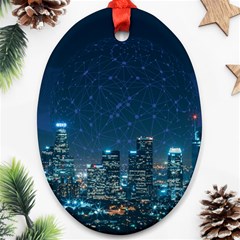 Smart City Communication Network Ornament (oval) by Pakrebo