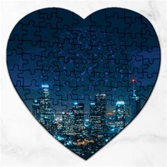 Smart City Communication Network Jigsaw Puzzle (heart) by Pakrebo