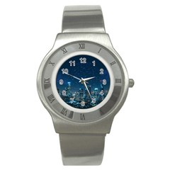 Smart City Communication Network Stainless Steel Watch by Pakrebo