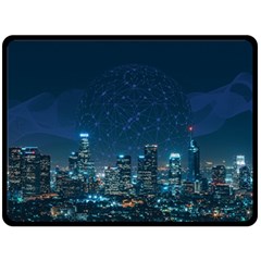 Smart City Communication Network Fleece Blanket (large)  by Pakrebo