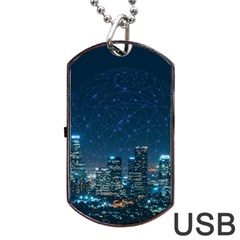 Smart City Communication Network Dog Tag Usb Flash (one Side) by Pakrebo