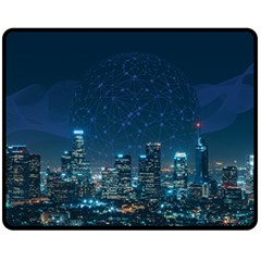 Smart City Communication Network Double Sided Fleece Blanket (medium)  by Pakrebo