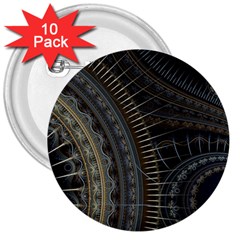 Fractal Spikes Gears Abstract 3  Buttons (10 Pack)  by Pakrebo