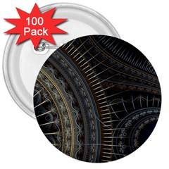 Fractal Spikes Gears Abstract 3  Buttons (100 Pack)  by Pakrebo