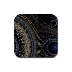 Fractal Spikes Gears Abstract Rubber Coaster (square)  by Pakrebo