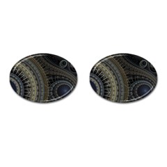 Fractal Spikes Gears Abstract Cufflinks (oval) by Pakrebo