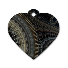 Fractal Spikes Gears Abstract Dog Tag Heart (one Side) by Pakrebo