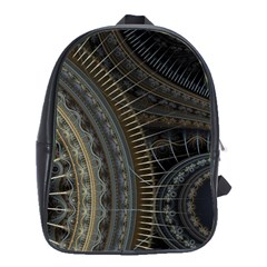 Fractal Spikes Gears Abstract School Bag (large) by Pakrebo