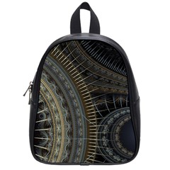 Fractal Spikes Gears Abstract School Bag (small) by Pakrebo