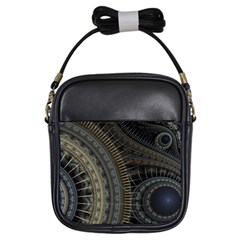 Fractal Spikes Gears Abstract Girls Sling Bag by Pakrebo