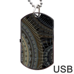 Fractal Spikes Gears Abstract Dog Tag Usb Flash (one Side) by Pakrebo