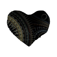 Fractal Spikes Gears Abstract Standard 16  Premium Flano Heart Shape Cushions by Pakrebo