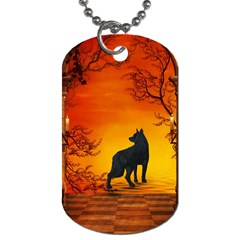 Wonderful Wolf In The Night Dog Tag (one Side) by FantasyWorld7