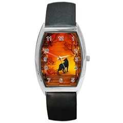 Wonderful Wolf In The Night Barrel Style Metal Watch by FantasyWorld7