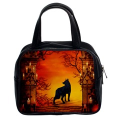 Wonderful Wolf In The Night Classic Handbag (two Sides) by FantasyWorld7